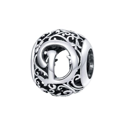 Letter D romantisch bedel | bedels voor armband | alfabet bead | Zilverana | geschikt voor alle bekende merken | 925 zilver | moederdag