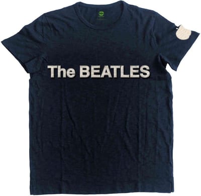 The Beatles - Logo & Apple Heren T-shirt - S - Blauw
