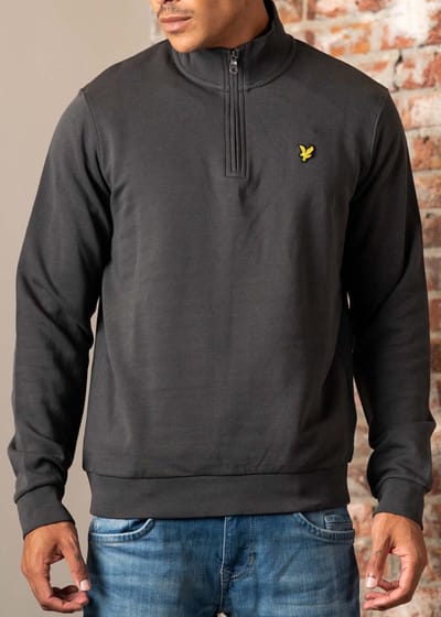 Lyle & Scott Loopback Quarter Zip Sweat Truien & Vesten Heren - Sweater - Hoodie - Vest- Donkergrijs - Maat S