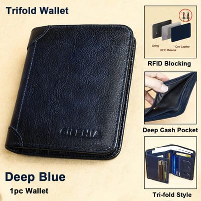 Portefeuilles RFID en cuir véritable pour hommes, vintage, mince, court, multifonction, porte-cartes de crédit, porte-monnaie avec 2 fenêtres d'identification, cadeau pour lui noir