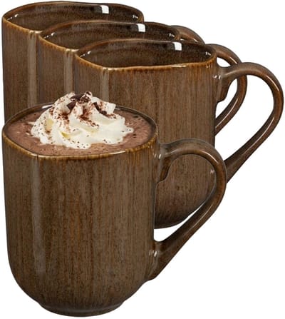 Mica Decorations Koffiemok / theemok Nusa - 8x - bruin - 220 ml - mokken - keramiek