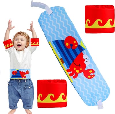 Kinderen Zwemgordel - Drijvende Tailleband Armringen - Zwemles Ondersteuning - Verstelbare Gespsluiting - 110-140 cm - Blauw