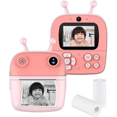 Kids Instant Print Camera Kids Camera 1080P Digitale Camera Dubbele Lens 2.4 Inch IPS Scherm Ingebouwd roze
