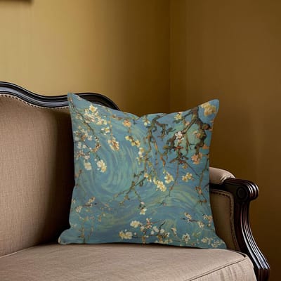 Van Gogh Amandelbloesems vierkante Jacquard Kussenhoes voor Bank Kantoor Lendenkussenhoes Huis Decoratieve Kussensloop 50x50cm