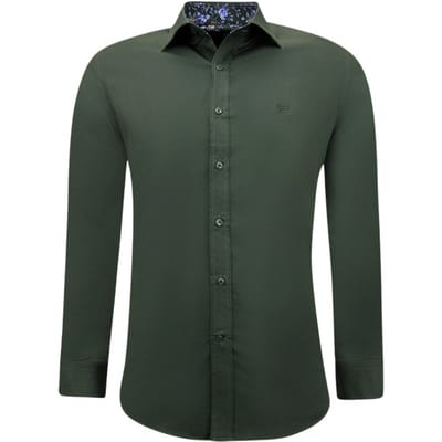 Formele Overhemden Voor Heren - Slim Fit Blouse Stretch - Groen