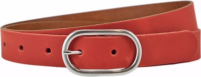 Landley Leren Dames Riem met Ovale Gesp - Echt Leer - Rood - Lengte totaal 100 cm / Riemmaat 85