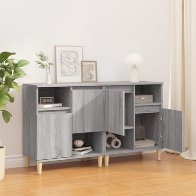 vidaXL - Dressoirs - 2 - st - 60x35x70 - cm - bewerkt - hout - grijs - sonoma - eikenkleur