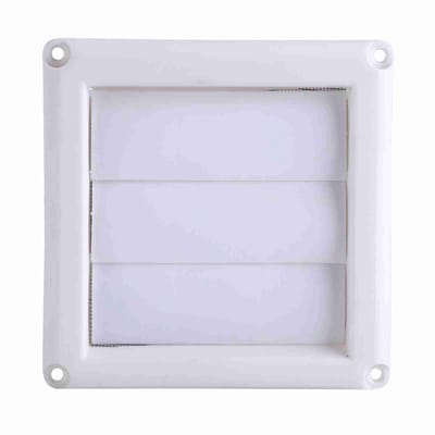Dailygoods- Ventilatierooster 15 x 15 cm - Kunststof - Afdekking met vliegscherm - 3 kleppen - Ventilatie - One-way flow functie - Ventilatieafdekking