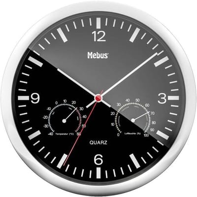 Mebus 56731 Wandklok Kwarts 25 cm x 40 mm Zilver