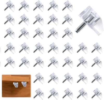 Set van 40 Transparante Planksteunen, 5 mm Planksteunen van Plastic met Stalen Pen, Ideaal voor Houten en Glazen Planken in Kasten en Boekenkasten