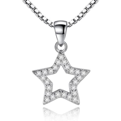 5 Modellen 925 Sterling Zilver Kristal Zirkoon Ster Hart Cirkel Vierkant Hanger Ketting Voor Vrouwen Match 45cm Ketting Choker Kolye white