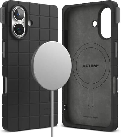 Ringke Bitmap Silicone Magnetic - Hoesje Geschikt voor Apple iPhone 16 - Compatibel met MagSafe / Qi2 - Magnetische Back Cover - Zwart