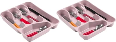 Bestekbak/bestekhouders 5-vaks roze - 27 x 34 x 5 cm - Keuken opberg accessoires
