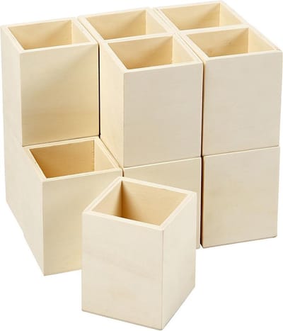 Pennenbakje, h: 9,5 cm, afm 7,5x7,5 cm, triplex, 1stuk