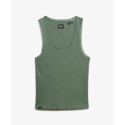 Superdry - Vintage hemdje met kanten boord - Dames - Vesten