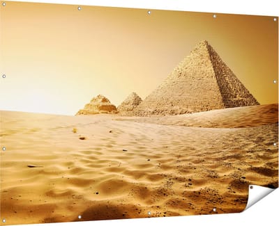 Gards Tuinposter Egyptische Piramides - Egypte - 180x120 cm - Tuindoek - Tuindecoratie - Wanddecoratie buiten - Tuinschilderij