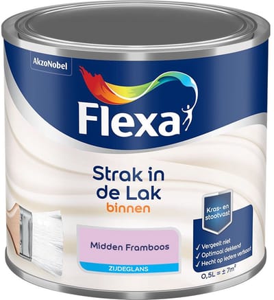 Flexa - Strak In De Lak Binnenlak Zijdeglans - Midden Framboos - Mengverf - 500 Ml
