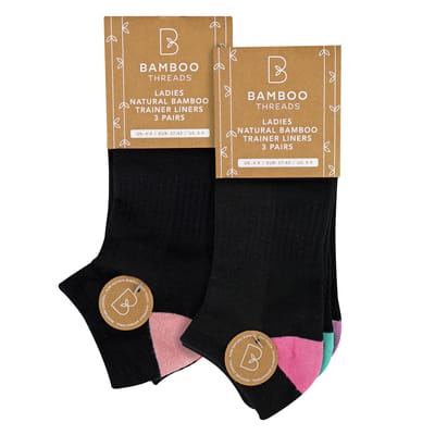 6-Pack Dames Bamboo Trainer Sokken Zacht Ademend Hak Teen Ontwerp