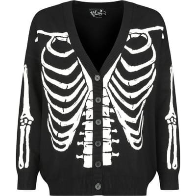 Hell Bunny - Rockabilly Cardigan - Skeleton Cardigan - XS tot 4XL - voor Vrouwen - zwart-wit