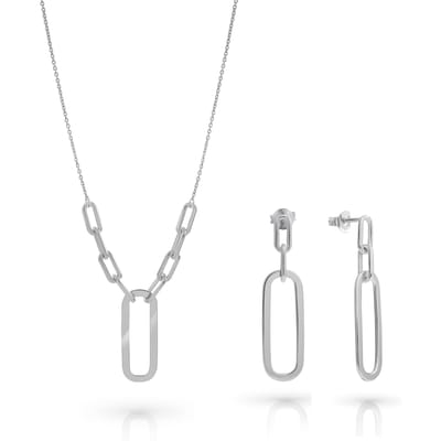 Orphelia 'Essence' Dames 925 Sterling Zilveren Set: Ketting + Oorbellen - Zilver SET-7560