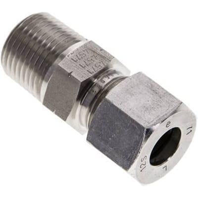 1/2'' NPT Buitendraad x 12S RVS Rechte Snijring Koppeling 630 Bar DIN 2353 - FL2S-MC-ST-012N-12-S