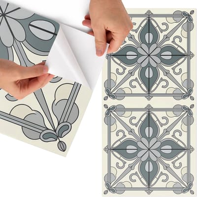 Tulup Meubelfolie - Tegels Plakfolie Meubels - 75x150 cm - Grijs Meubelfolie - Decoratiefolie Zelfklevend - Geometrische Meubelfolie - Meubelfolie Zelfklevend - Badkamer decoratie - Geometrie