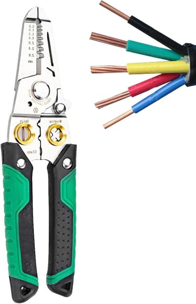 Kabelstriptang - Handgereedschap - Elektrisch Onderhoud - Multifunctioneel 5-in-1 - 19 cm Lengte - Groen Zwart