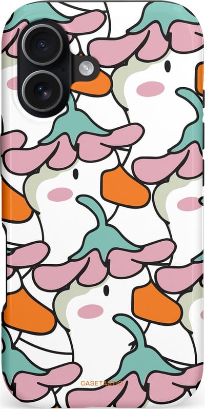 Casetastic hoesje geschikt voor Apple iPhone 17 - MagSafe - Dubbellaagse bescherming - Bloempjeshoed - Fashion Case - Wit Grijs Lichtroze Oranje