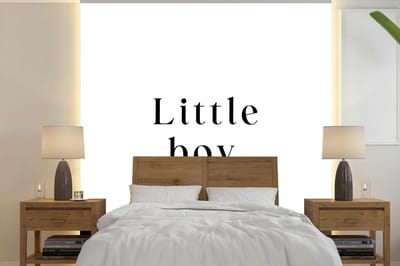 Behang kind - Kinderkamer decoratie - Spreuken - Little boy - Quotes - Jongens - Hartje - Babykamer - 240x240 cm - Wanddecoratie Jongenskamer