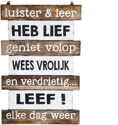 Houten tekstbord - Hangend - Luister & Leer - Kado