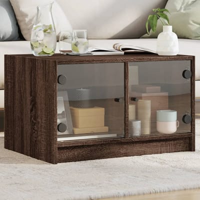vidaXL - Salontafel - met - glazen - deuren - 68x50x42 - cm - bruin - eikenkleur