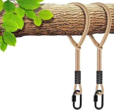 Hangmatbanden voor Binnen en Buiten - Ophangset voor Schommels en Hangmatten - 1,2 m Boomschommeltouw met Karabijnhaak