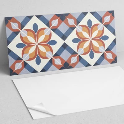 Coloray Wandpanelen Zelfklevend - Geometrisch bloemenpatroon PVC Wandpaneel - 100 cm x 50 cm - Rood Wandbekleding Zelfklevend - 1 stuk - Mozaïeken Wandpanelen Zelfklevend - Keuken Wandpanelen - Wandpanelen Badkamer