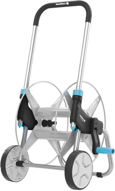 Slangwagen Metaal - Haspel Trolley - Tuinslang Opbergen - Stabiele Brede Voet - Max 60m Slang - Zilver