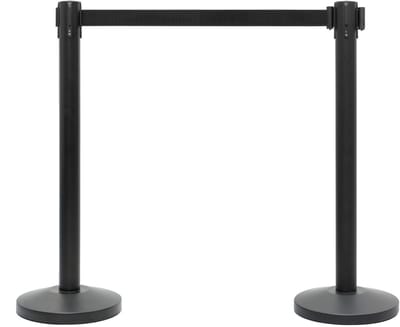 GJ Floors - Set afzetpalen met Trekband | Zwart - Zwart - Hoogte: 92 cm - Lengte: 200 cm - Steel diameter: 5,1 cm