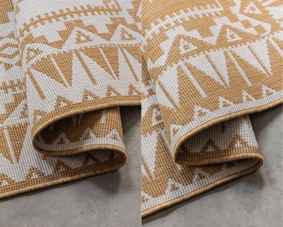 Flycarpets Elle Decoration - Binnen & Buitenkleed - Omkeerbaar - Gemini - Okergeel - 80x150 cm
