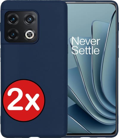 Hoesje - 2 Stuks - Geschikt voor OnePlus 10 Pro - Sterk & Shockproof - Telefoonhoes - Back Cover - Case Siliconen - Telefoon Hoes - Donkerblauw