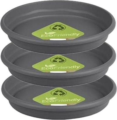 Hega Hogar Opvangschaal/onderschaal voor bloempot/plantenpot - 3x - Flori - lichtgrijs - Dia 22 cm