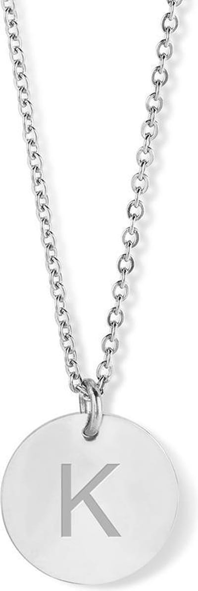 CO88 Collection Alphabet 8CN 11036 Stalen Collier - Letter hanger K - Lengte 42 + 5 cm - Zilverkleurig