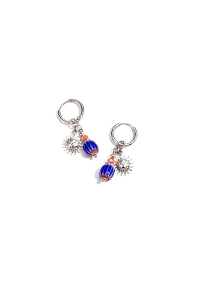 Sun Happy Charm oorbellen zilveren kleur