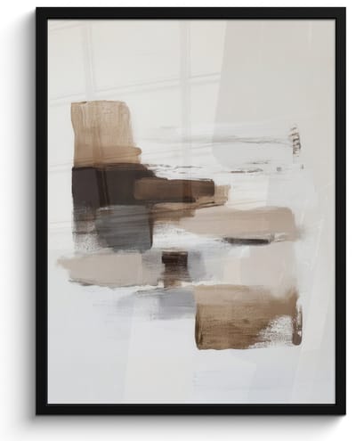 Poster in lijst - Fotolijst 60x80 cm - Posters - Penseelstreken - Balans - Beige - Bruin - Posterlijst zwart - Decoratie - Wanddecoratie woonkamer - Muurdecoratie slaapkamer