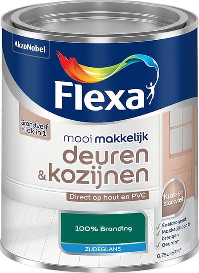 Flexa - Mooi Makkelijk Deuren & Kozijnen Zijdeglans - 100% Branding - Mengverf - 750 Ml