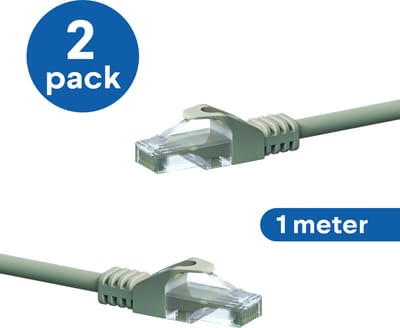 Danicom CAT6 UTP patchkabel - 1 meter grijs - CCA - 2 stuks - netwerkkabel - internetkabel - UTP kabel - RJ45 - 1000 mbit/s