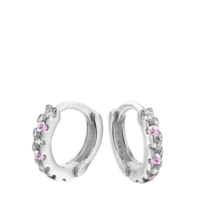 Lucardi Meisjes Oorring met plating - Rond - Zirkonia - Cadeau - Echt Zilver - Zilverkleurig