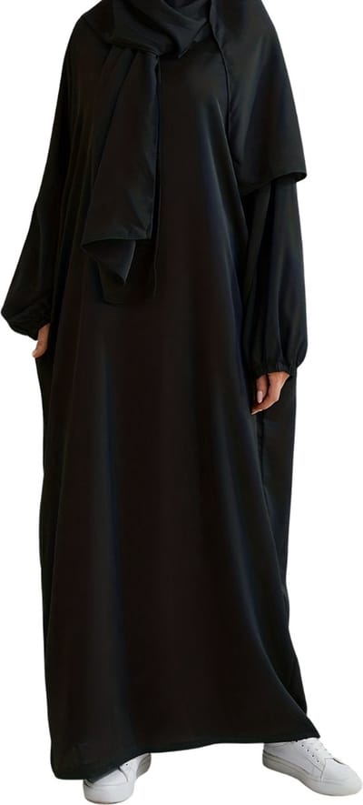 Bovista Abaya - Gebedskleding Dames - Islamitische Kleding - Jilbab - Khimar - Vrouw - Alhamdulillah - Zwart