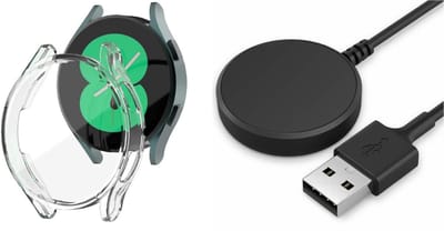 Strap-it Bundel: TPU Case Transparant + Oplaadkabel – Duurzame bescherming & veilige oplading – geschikt voor Samsung Galaxy Watch 4 (44mm)