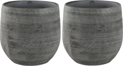 Ter Steege Plantenpot - Set van 2x stuks - modern - mystic grijs - 18 x 16 cm