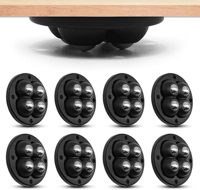 Set van 8 zwenkwielen - zwenkwielen - verplaatsbare meubelbasis - zelfklevende wielen - 360° draaibaar - boren niet nodig - geschikt voor opbergdozen, kleine meubels, enz. - zwart