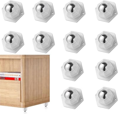 Set van 12 Zelfklevende 360 Graden Draaibare Mini Rollen - Geluidsloze Meubelwielen voor Opslagdozen en Meubels