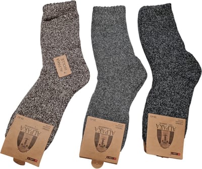 Alpaca Wollen Sokken- Huissokken - Wintersokken - Thermosokken - 3Pack – Bruin Grijs DGrijs - 39-43